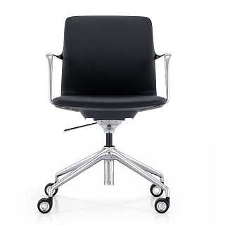 Кресло для руководителя RIVA (низкая спинка) натуральная кожа чёрная